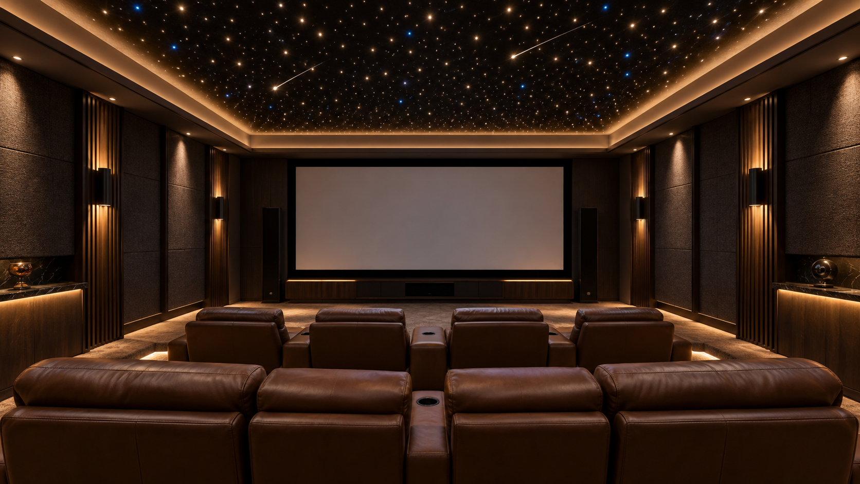Home theatre with shooting star ceiling effect