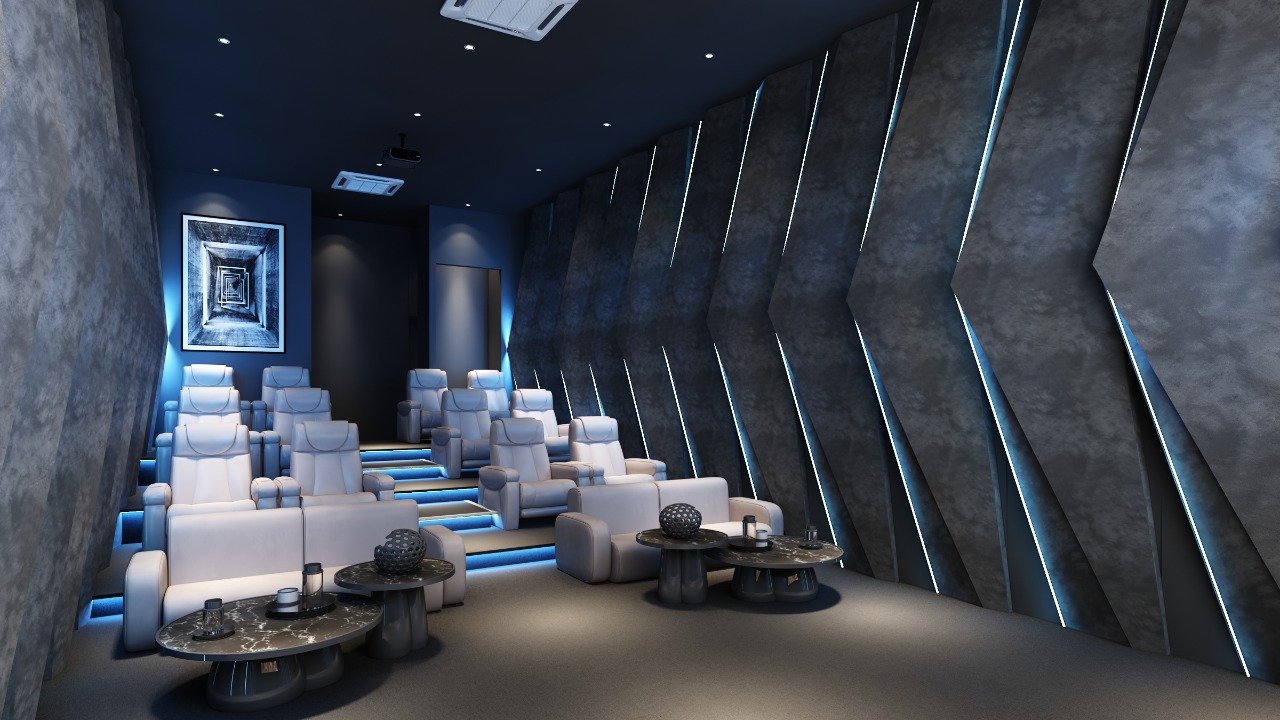 Luxury multi-row home cinema design visualisation